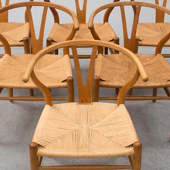 HANS J WEGNER, stolar, 6 st, "Y-stolen", Carl Hansen & Son, 1950/60-tal.