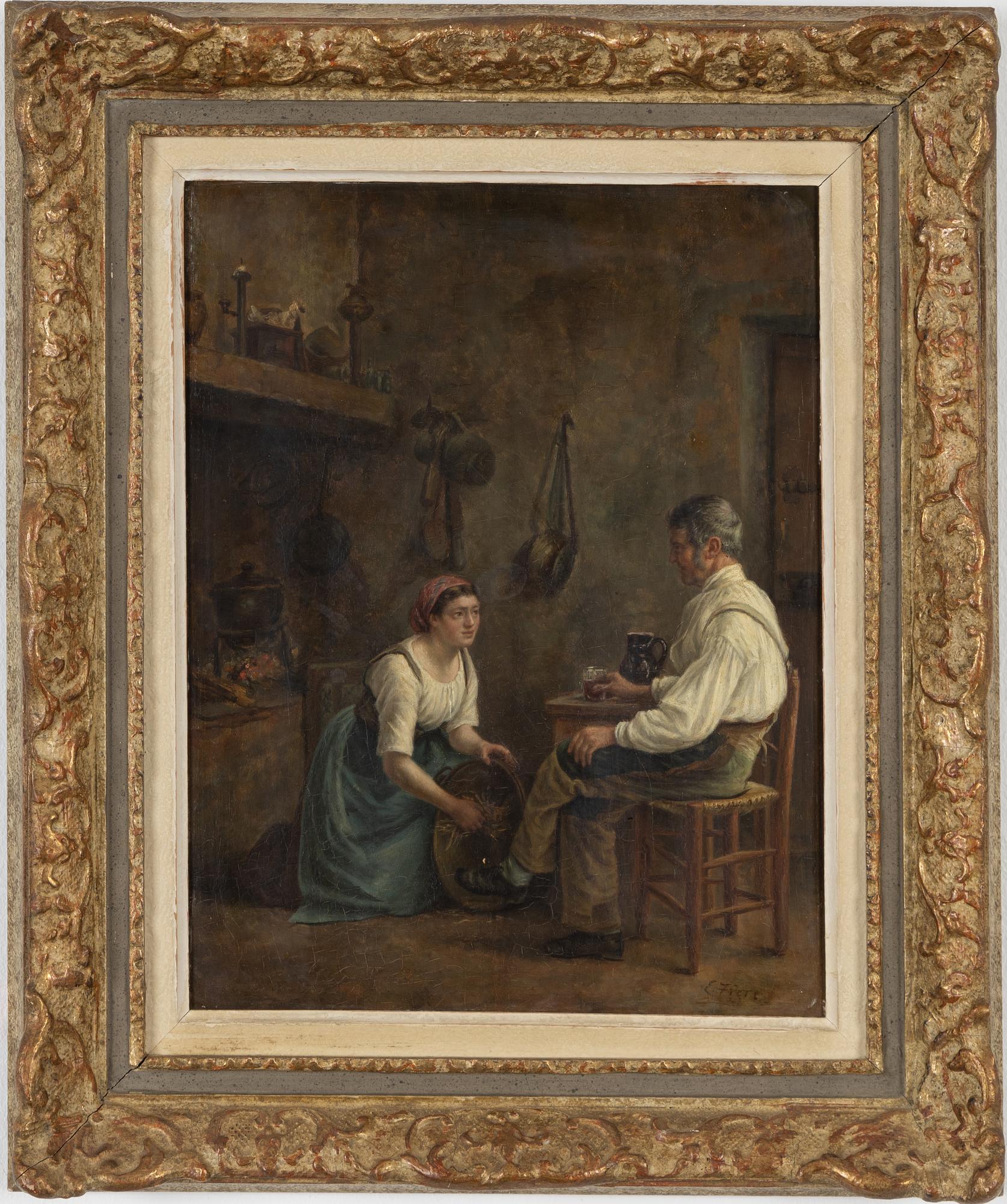 Pierre Edouard Frere, attributed to, oil on panel.