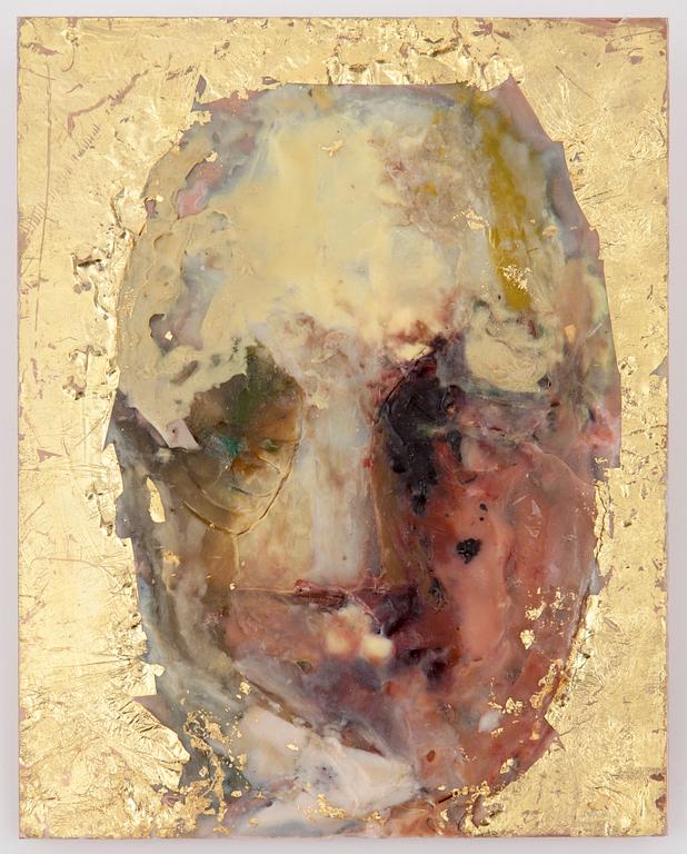 ANNE-MARIE NORDIN, relief/mixed media with coloured wax andgold leaf on copper plate, on verso signed Anne-Marie Nordin.