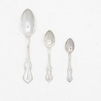 C.G. Hallberg, Skedar, 36 st, silver, modell "Olga", Stockholm 1950-tal.