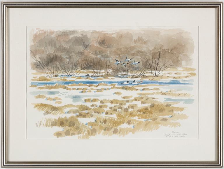 GUNNAR BRUSEWITZ, watercolour, signed and dated 28 mars -94.