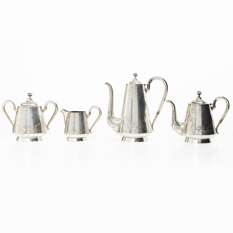 A Russian silver tea and coffee set, mark of Victor Fink, Moscow, active 1897–1917 (4 pieces).