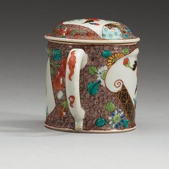 SENAPSBURK med LOCK, kompaniporslin. Qing dynastin, Qianlong (1736-95).