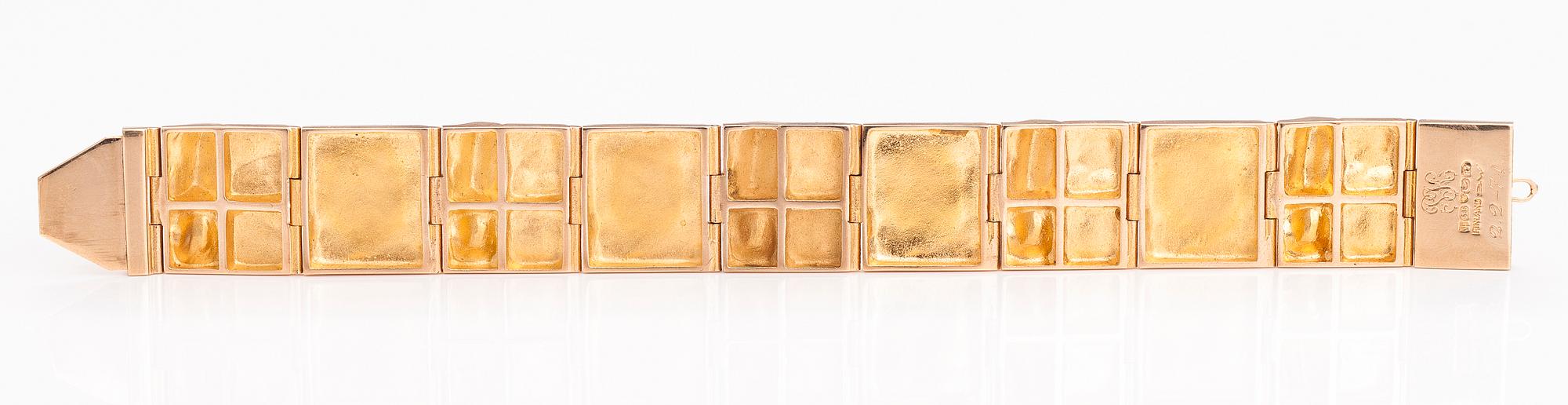 BJÖRN WECKSTRÖM, A 14K gold bracelet "Quadrate forms". Lapponia 1970.