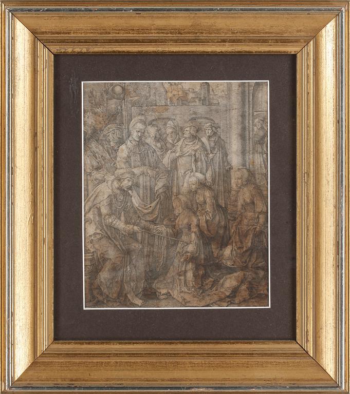 LUCAS VAN LEYDEN, etsning (fragment), 1500-tal.
