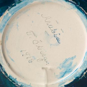 Thure Öberg, an Art Nouveau glazed ceramic bowl, Arabia 1918.