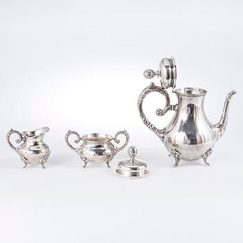 SERVIS, 3 delar, sterlingsilver, Tyskland, med svenska kontrollstämplar, 1900-tal. Vikt ca 1212 gram.