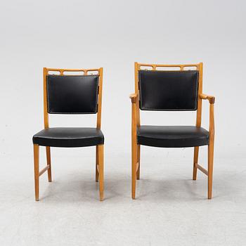 David Rosén, matbord modell "570-025" samt stolar 4+4 st ur Futura-serien, Nordiska Kompaniet, 1950-tal.