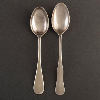 Eleven end of the 19th century silver teaspoons, Germany and Russia.