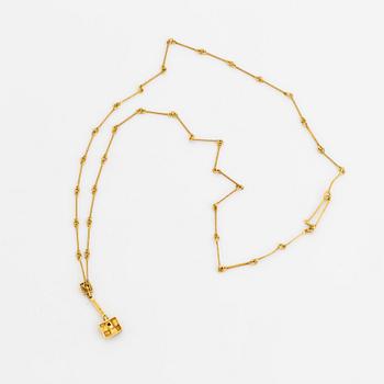 Björn Weckström, necklace and earrings,  18K gold with eight cut and brilliant cut diamonds.