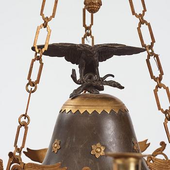 A Swedish Empire 19th century six-light hanging-lamp.