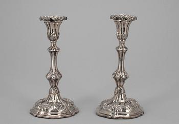 LJUSSTAKAR, ett par, silver, Per Adolf Ljunglöf, Stockholm 1851.