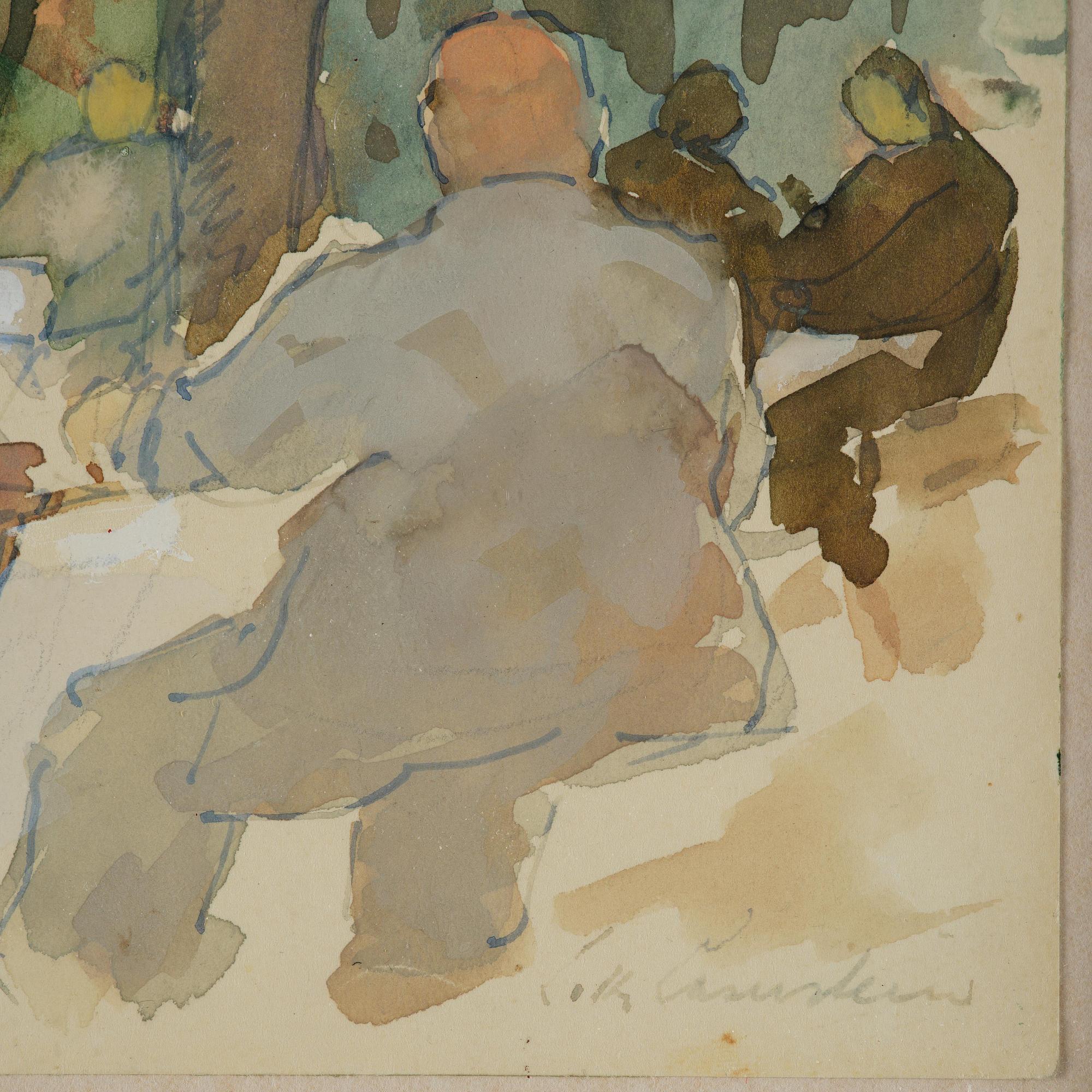 Lotte Laserstein, Café scene under the trees.