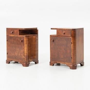 Bedside tables, a pair, first half of the 20th century.