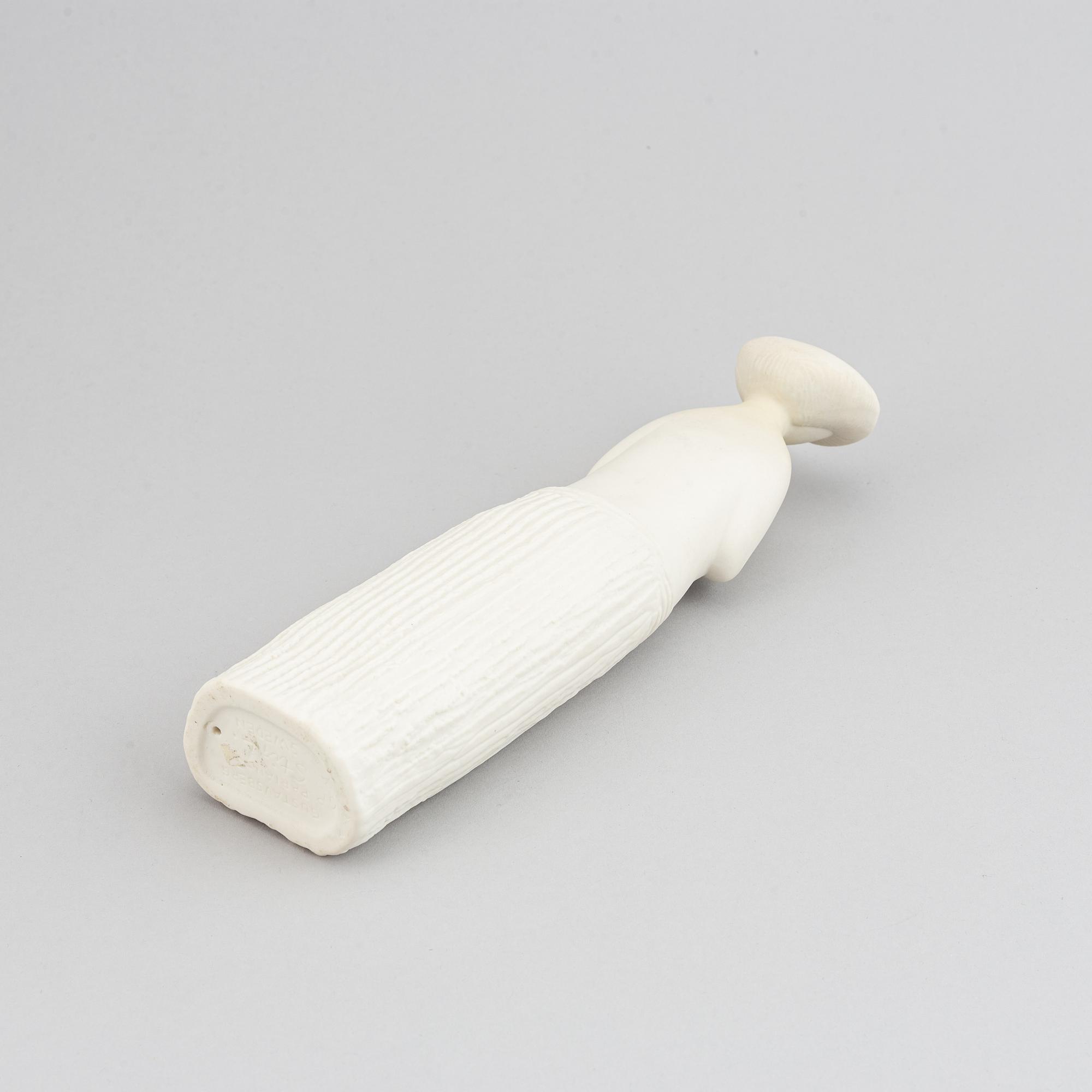 Stig Lindberg, a parian figurine and a stoneware flask with cover, Gustavsberg.