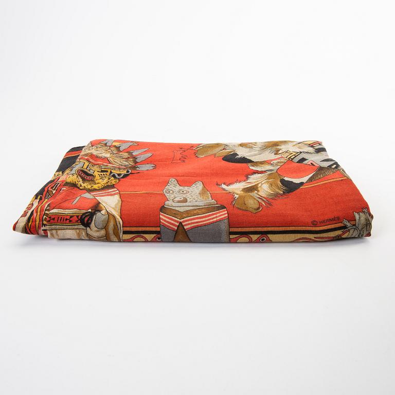 A silk and cashmere "Kachinas" scarf by Hermès.