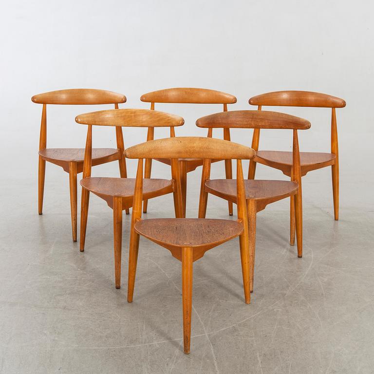 Hans J Wegner, stolar 6 st "Hjertestolen", 
 för Fritz Hansen, Danmark 1900-talets andra hälft.