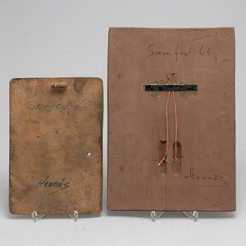 RUNE HANNÄS, two sculptures, stoneware and bronze, signed and dated -66.