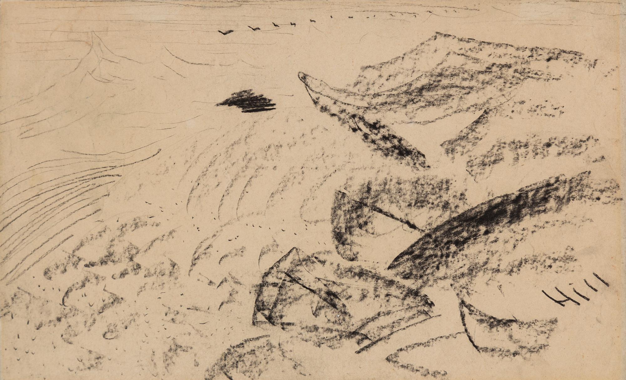 CARL FREDRIK HILL, Charcoal, signed and.