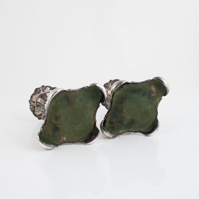 K Anderson, candlesticks, a pair, silver, Rococo style, Stockholm 1940.
