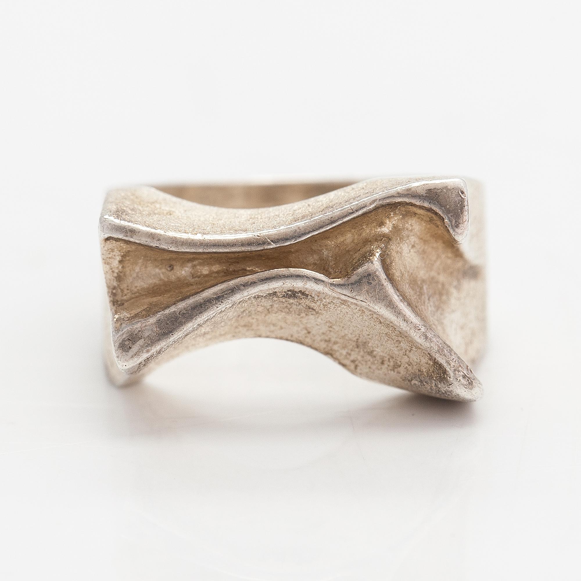 Lapponia, A sterling silver ring, a pair of earrings and a tie pin.