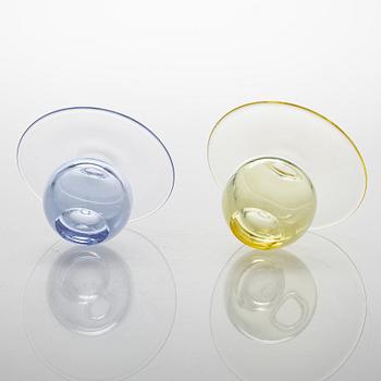 Nanny Still, Two Glass Vases, signed Nanny Still Riihimäen Lasi Oy.