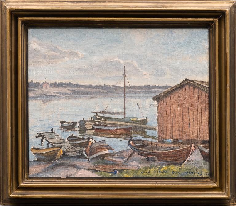 ERIK JUSELIUS, oil on canvas, signed and marked Åland-Brändö and dated -37.