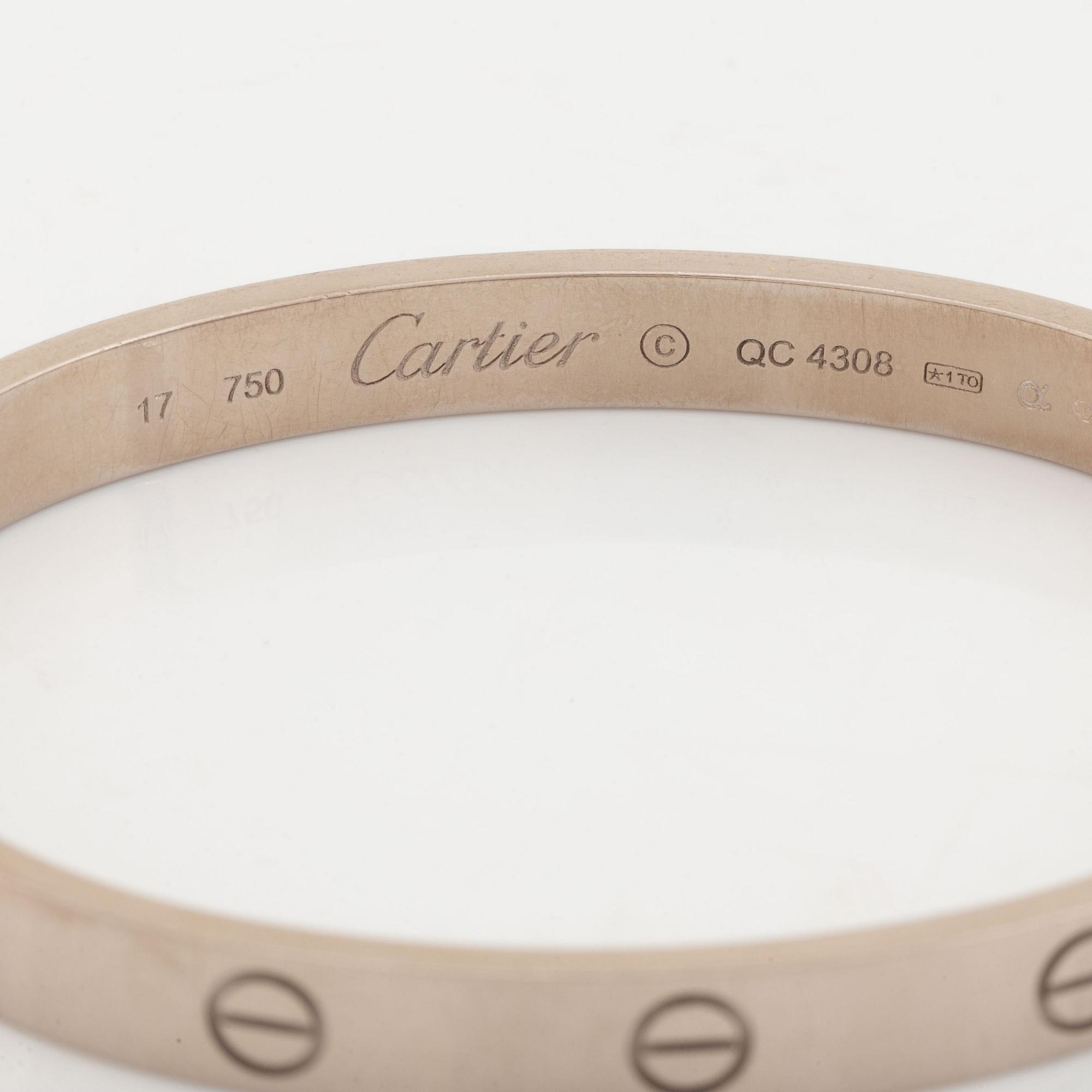 A Cartier "Love" bracelet in 18K white gold.