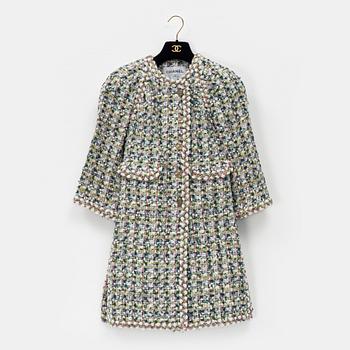 Chanel, a multicolor bouclé coat, size 34.