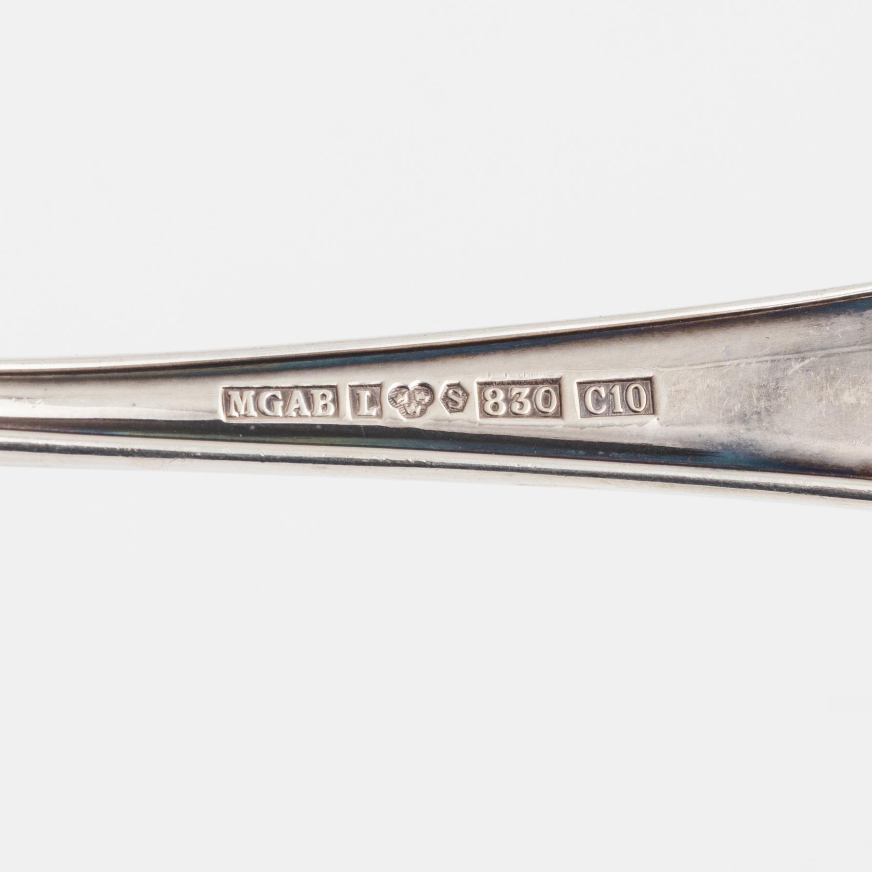 Besticksuppsättning, silver, modell "Disa", 36 delar, MGAB, Uppsala 1977-1979.