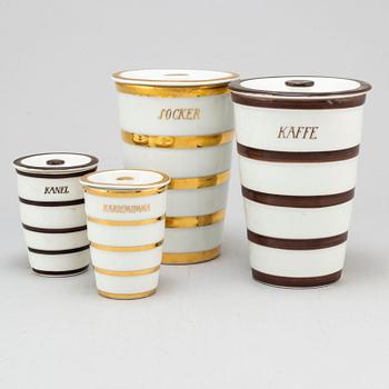 EDWARD HALD,  kitchen porcelain jars with covers, from Karlskrona Porslinsfabrik 1930's. (19 pc).