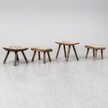 Four stools, 20th Century.