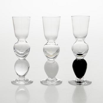 Brita Flander, A set of fourteen footed glasses for Marimekko, JL-Lasi, Riihimäki 1990s-2000s.