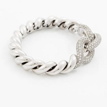 Hermès a bracelet 18K white gold with round brilliant-cut diamonds.