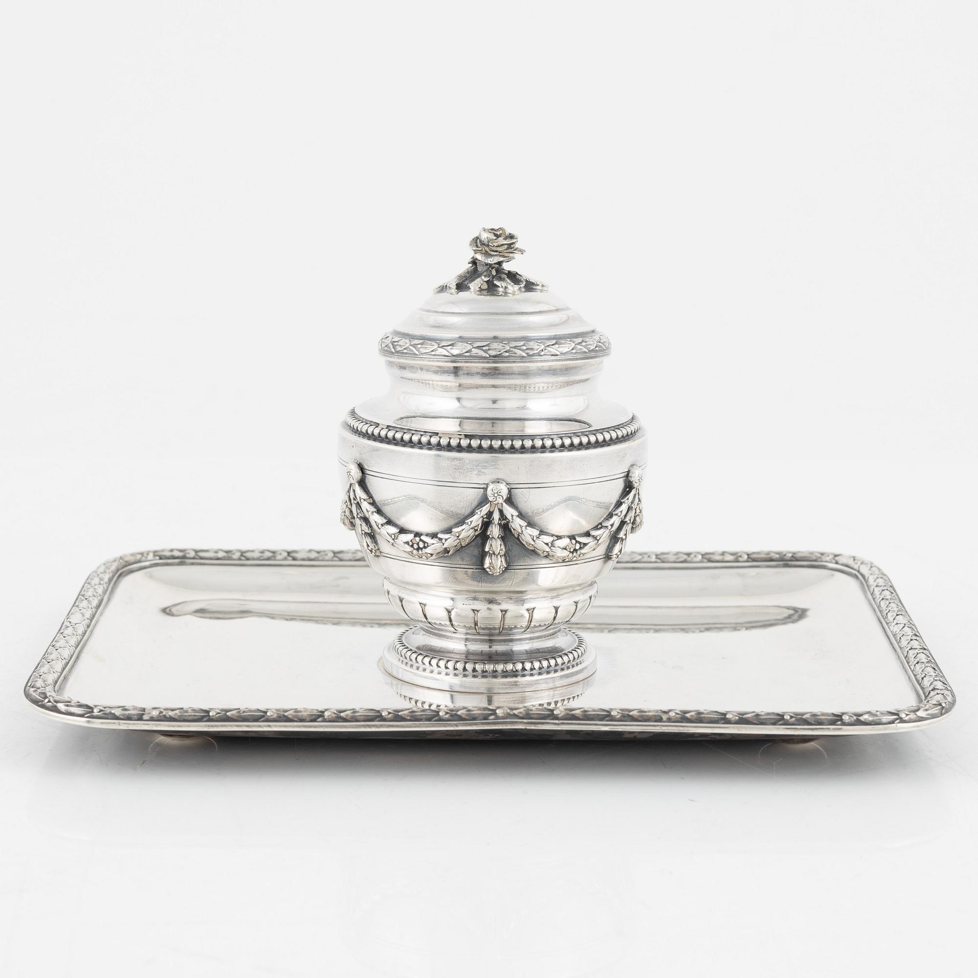 A silver ink-well, with Swedish import marks.