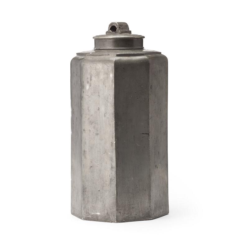 A pewter  wine jar by C B Macke 1771.