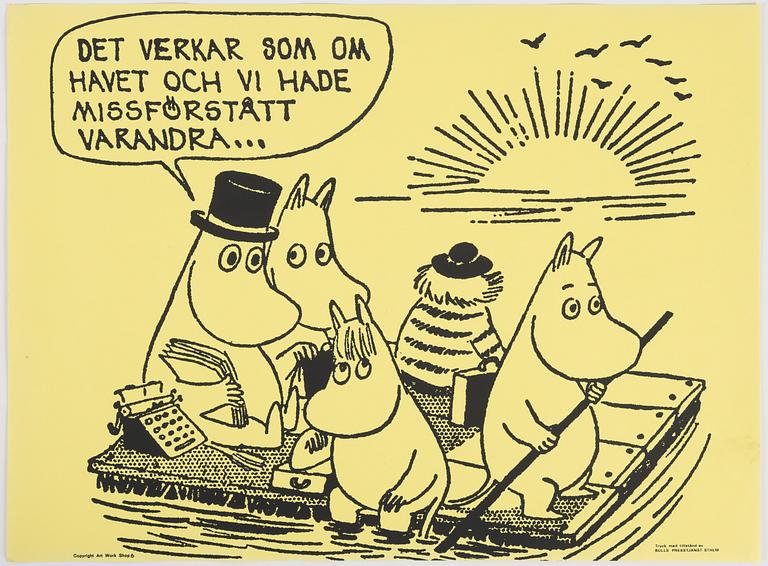 Tove Jansson, affischer, 6 st, Bull's Presstjänst, Art Work Shop.