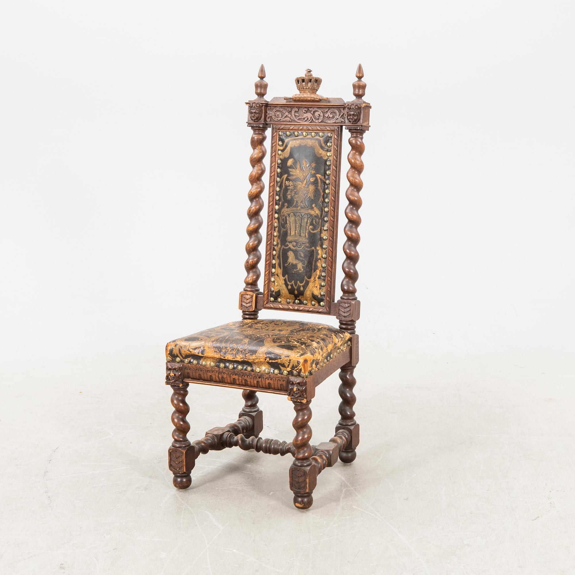 A Swedish baroque style chair dated 1882.