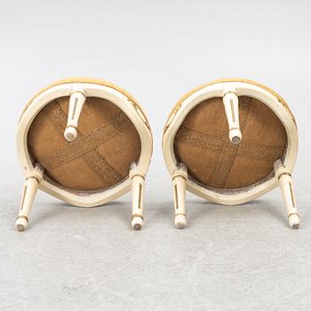 A pair of Gustavian stools, Sweden, late 18th century.