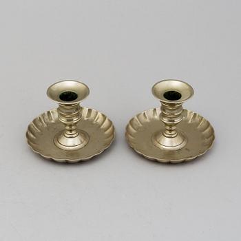 A pair of paktong chamber candlesticks, second half of the 18th century.