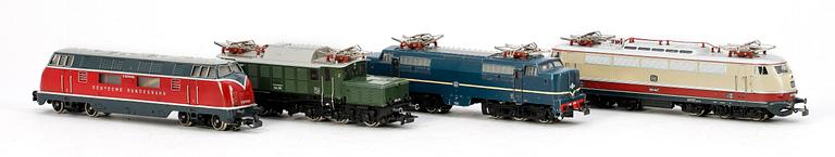 PARTI LOK, 4 st, Märklin H0, 3053, 3921, 3051 OCH 3022, 1900-talets mitt.