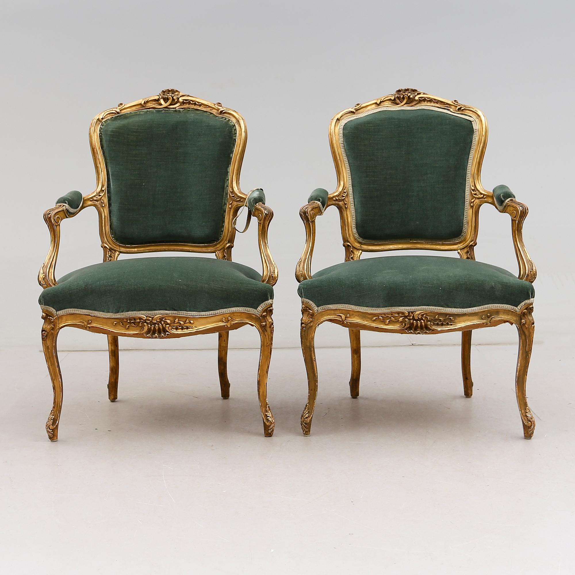 KARMSTOLAR, 1 par, rokokostil, 1900-talets första hälft.