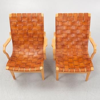 Bruno Mathsson, a pair of 'Eva' armchairs, Firma Karl Mathsson, Värnamo, Sweden, 1976.