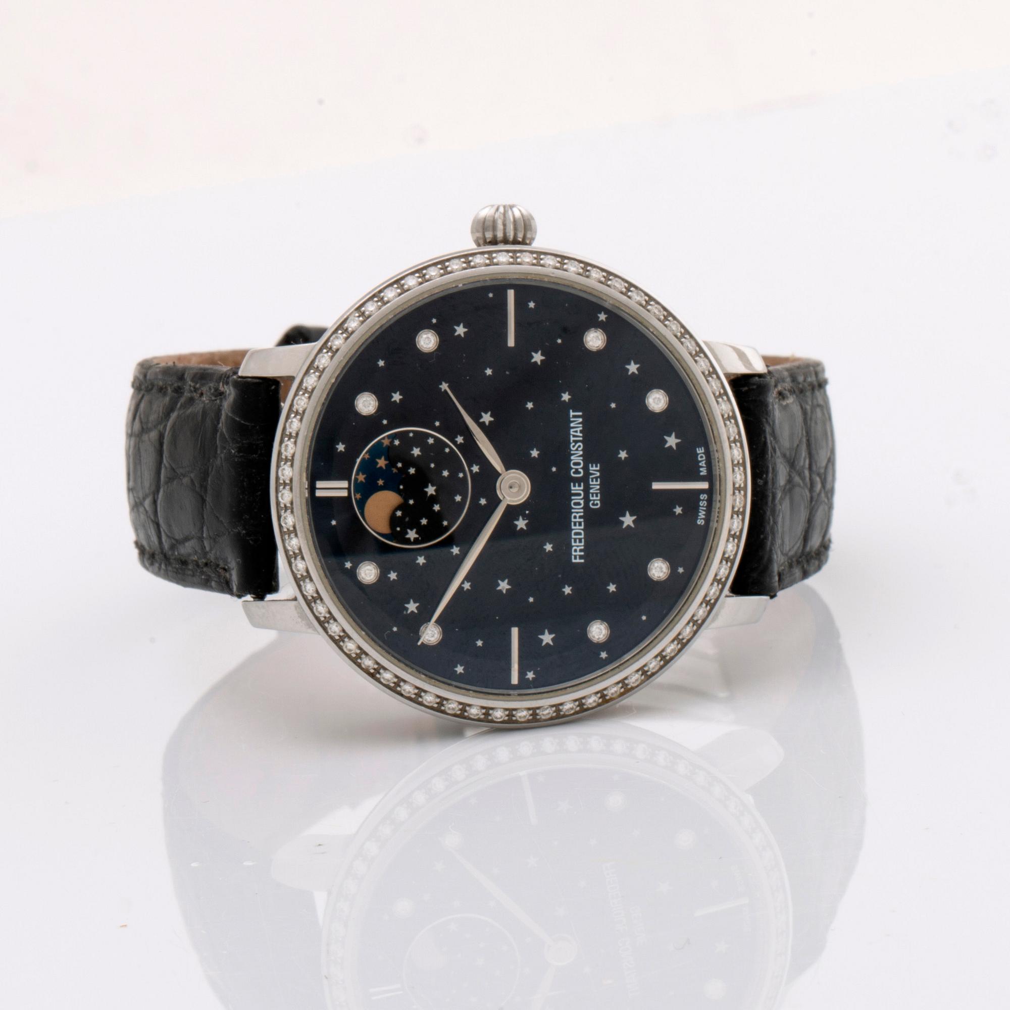 FREDERIQUE CONSTANT wristwatch Slimline Moonphase Stars Manufacture c 39 mm. Bukowskis