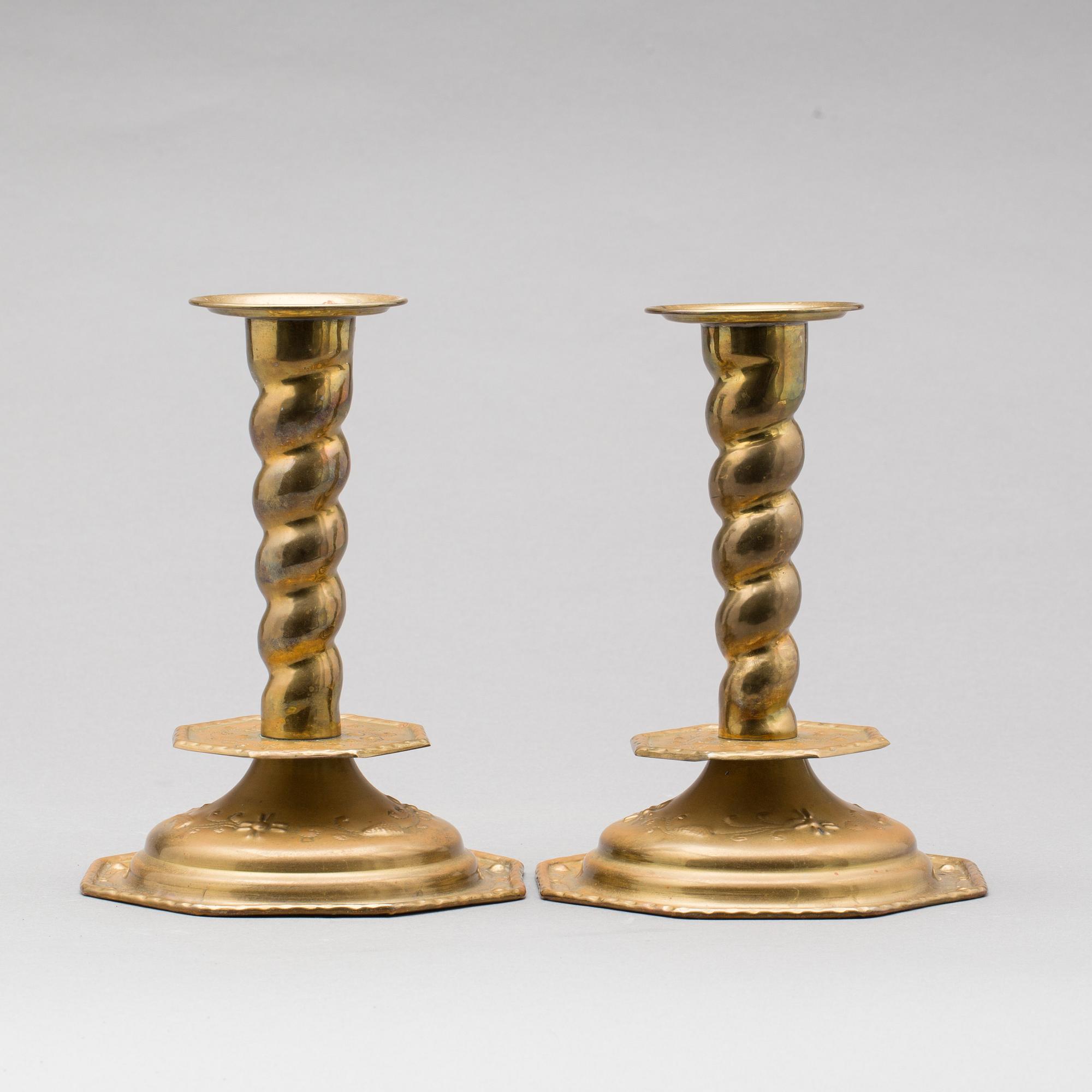 LJUSSTAKAR, ett par, barockstil, Richard Ringström, Ciselör & Konstsmide, Helsingborg.