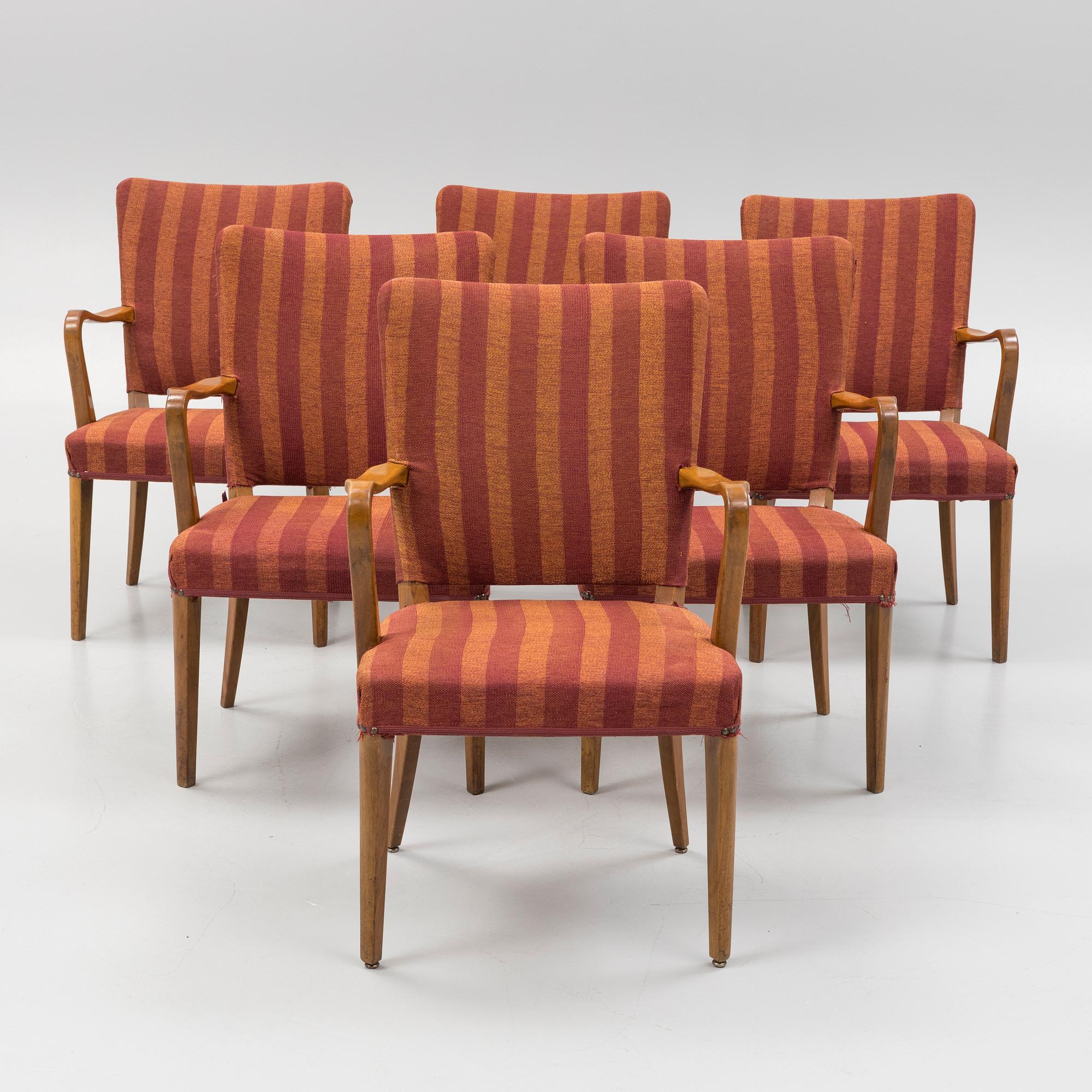 Six armchairs, Aski A.B Svenska kontorsmöbelindustrier, mid 20th century.