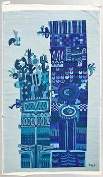 TEXTIL, "Vertikal förvandling", Stig Lindberg, 205x125, sign, 1960-tal.