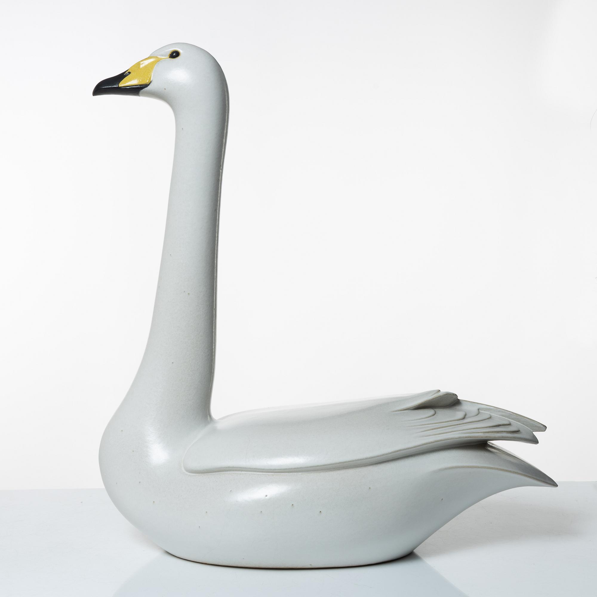Paul Hoff, a stoneware sculpture of a swan, "Cyngus Cyngus", Gustavsbergs STudio, Sweden, 1986.