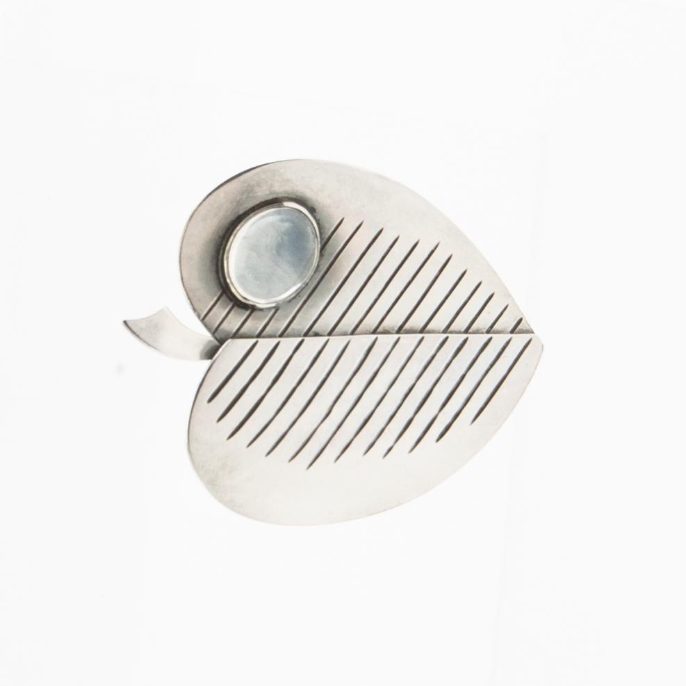 Brooch, sterling silver with rock crystal, Atelier Waldermar Jonsson, Skara, 1954.