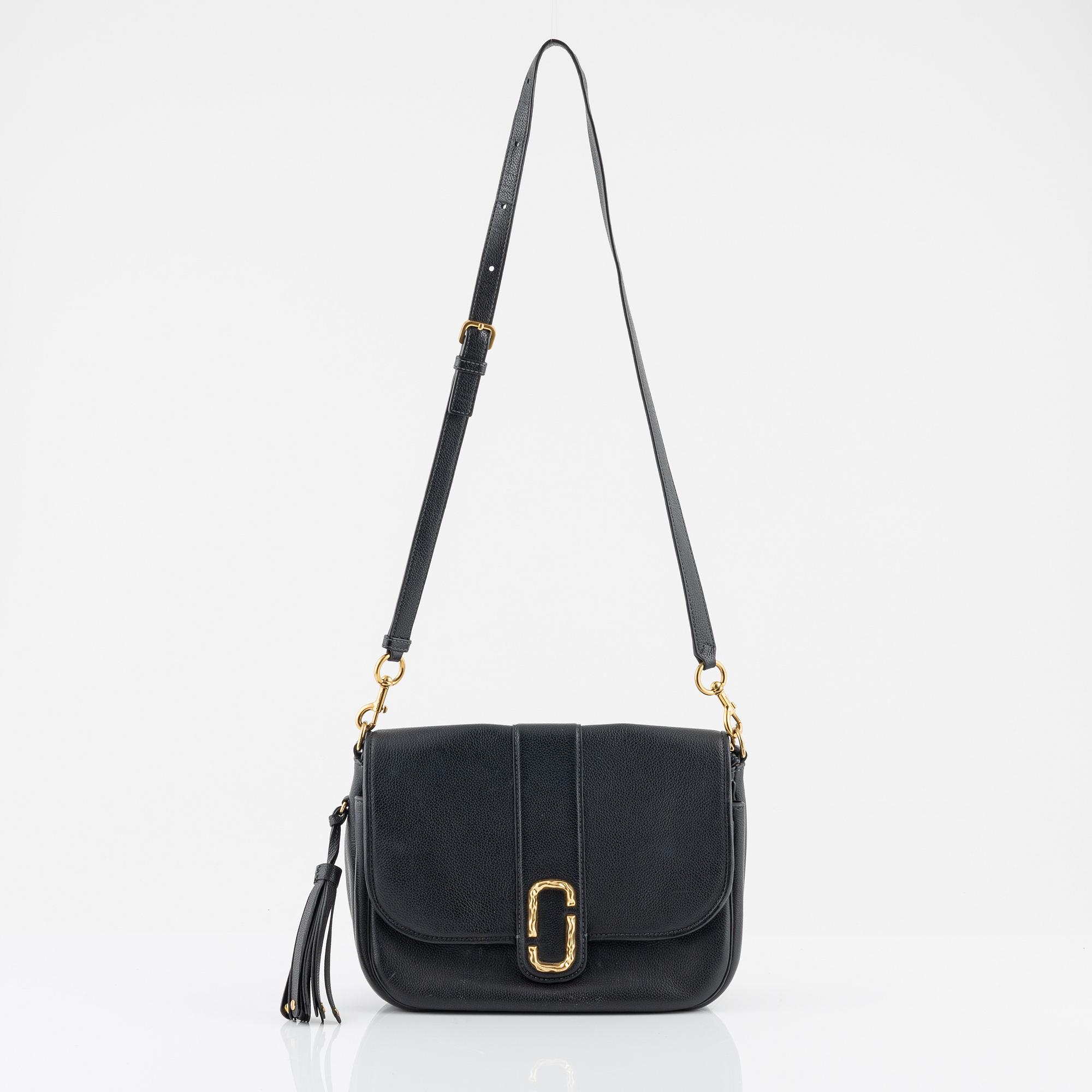 Marc Jacobs, a black leather 'Interlock Courier' messenger bag.